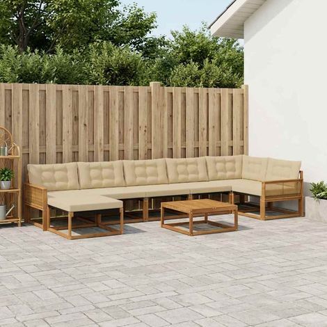 vidaXL Outdoor-Sofagarnitur 8 Stk. Natur und Beige Polyester (1/5)