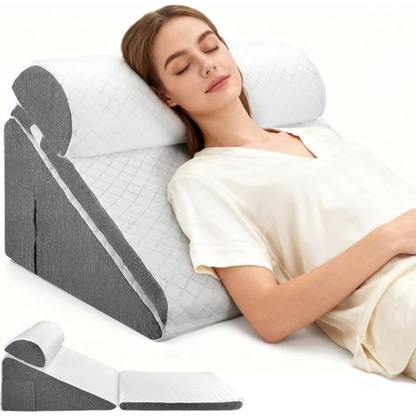 Coussin compensé réglable, coussin de lecture pour lit et canapé, coussin triangulaire ergonomique en mousse à mémoire de forme pour soutenir le dos lorsque vous vous détendez, jouez, lisez (1/5)