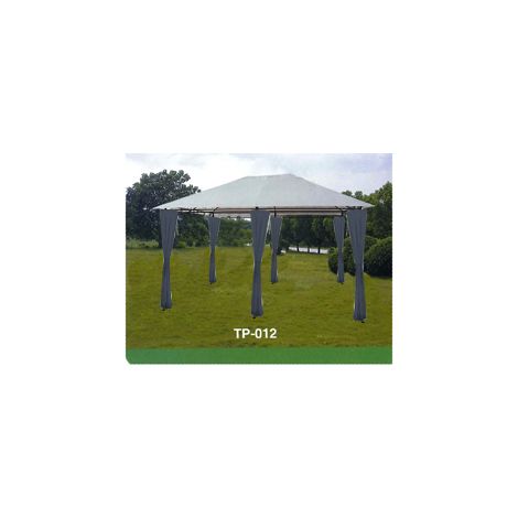 Pérgola metálica fija Pluvia 3,0x4,0x2,5 m con cortinas marrón