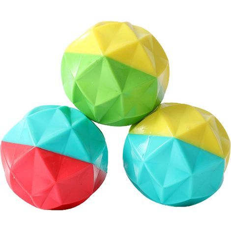 Lot de 3 jouets à mâcher pour chiens, balles en caoutchouc souple et couineur, jouet d'entraînement pour petits chiens (1/4)
