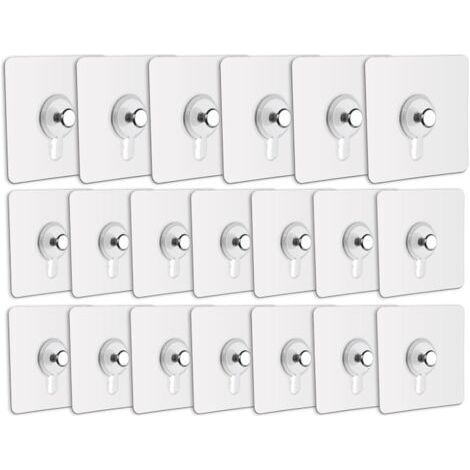 Lot de 20 Adhesif Accroche Tableau Sans Percer, Attache Cadre Adhésif Crochets pour Accroche Cadres Photo, Art Mural, Décoratives, Sans Trou(Transparent)-Chrom (1/5)