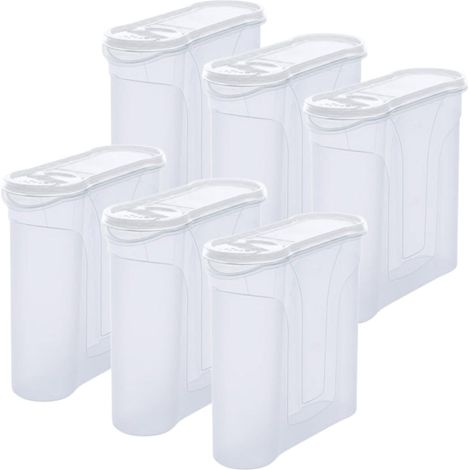 Novaliv Lot de 6 boîtes de conservation pour saupoudrer 2,4 litres - Dimensions (LxlxH) : 22 x 21 x 8,5 cm - Récipient avec couvercle 2l pour