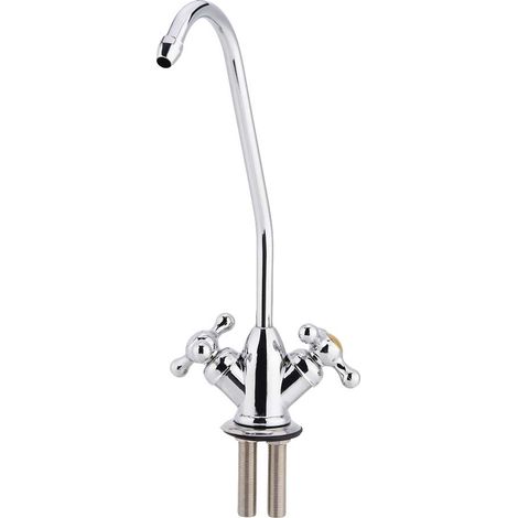 Robinet de Cuisine Double Sortie Chrome 1/4'' Alliage Zinc pour Filtre à Eau Osmose Inverse RO Eau Potable (1/5)