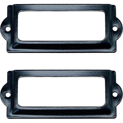 [Lot de 24] Porte-étiquettes pour classeur de bibliothèque noir, cadre métallique 83 mm x 30 mm