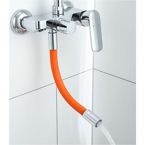Rallonge de robinet avec protection anti-éclaboussures, buse universelle, filtre à eau, silicone orange, 30 cm. (1/5)