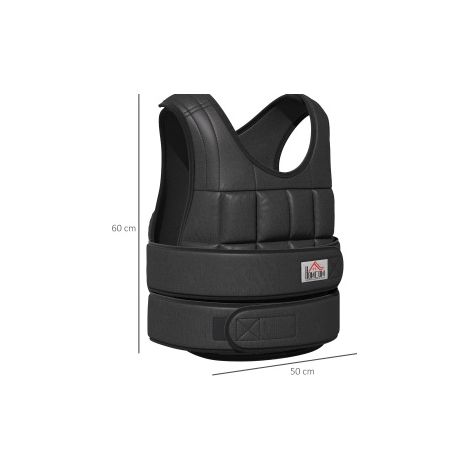 CHICFURN Gilet zavorrato regolabile 30 kg 60x50 cm nero con 35 pesi rimovibili (1/5)