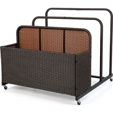 Organizador de almacenamiento para exterior 100 x 100 x 94 cm con 2 barras y fácil movilidad estilo moderno en ratán sintético marrón 200017473