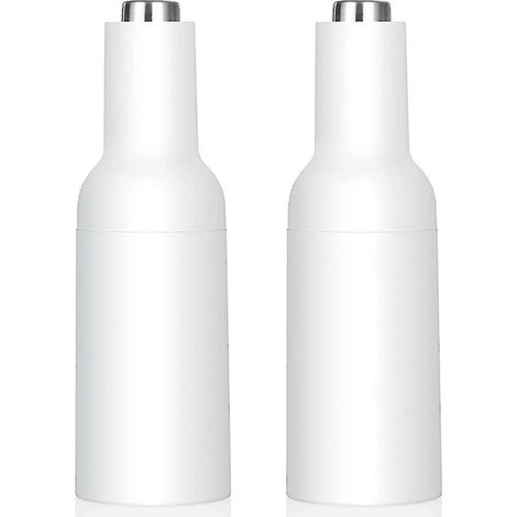 Moulin à sel et poivre électrique automatique par gravité, broyeur en céramique rechargeable, lot de 2, sans fil, inox brossé, usage cuisine (1/5)