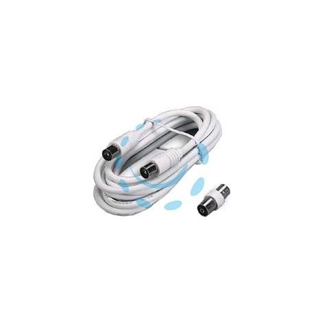 PROLUNGA TV CON CAVO COAX SPINA MASCHIO-FEMMINA + ADATTATORE MASCHIO - mt.5 bianca 31040