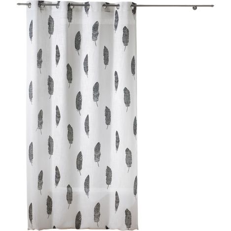 Rideau a oeillets effet lin 140 x 240 cm Plumes Eterny (1/2)