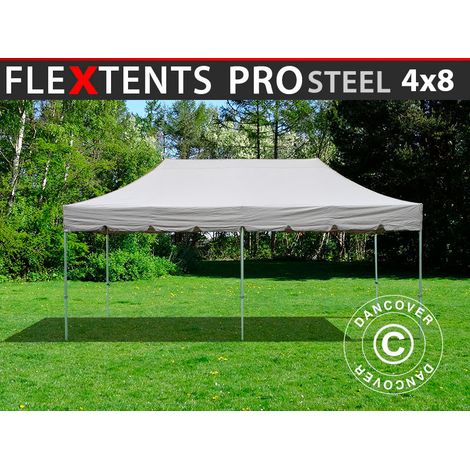 Pop up gazebo FleXtents PRO Steel "Peaked" 4x8 m Latte