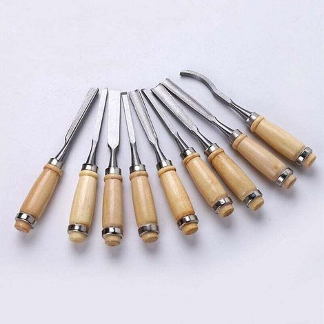 Professionelles Holzmeißelset, 12 scharfe Holzbearbeitungswerkzeuge mit Tragetasche, ideales Schnitzmesser-Set (1/5)