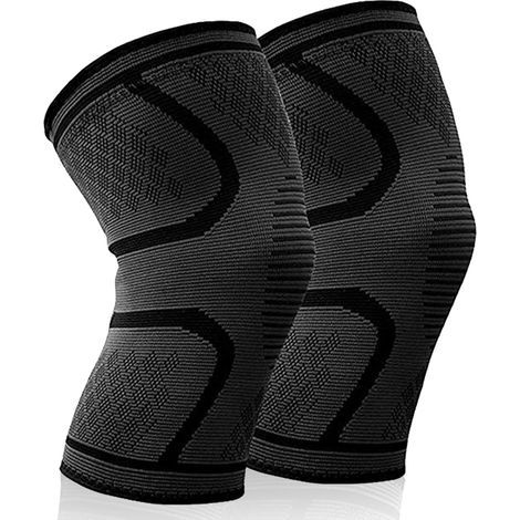 Pack de 2 genouillères noires - Manchon de soutien du genou pour hommes/femmes, manchons de compression du genou pour l'arthrite, les douleurs articulaires, les blessures et le sport(XL) (1/5)