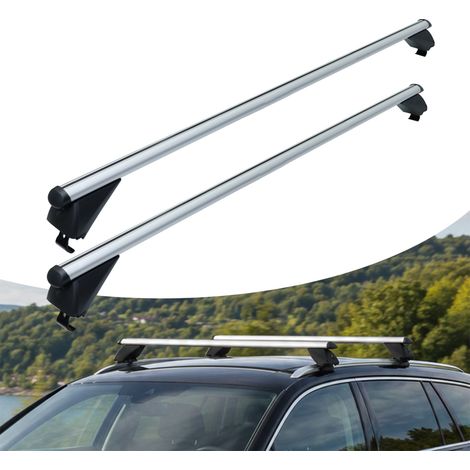Relaxdays roof bars, fixed roof rails, 124 cm, span 105 cm, 180 kg, aluminium, silver (1/5)