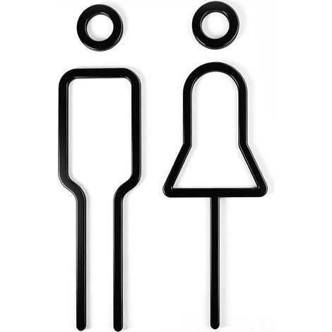 Signe Toilette pour Porte en Acrylique Noir 3D, Plaque de Toilette en Acrylique Solide avec Adhésif, Signalétique Homme Femme pour Porte WC Maison Bureau Restaurant Décoration Moderne (1/5)