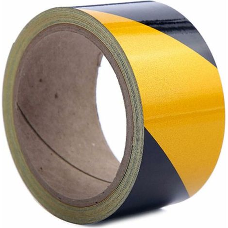 TRIP Scotch Jaune et Noir Bande Reflechissante Autocollante 50mm x 25M Hazard Ruban de Signalisation Marquage Sol Ruban de marquage en PVC pour Les Marquages au Sol (1/5)