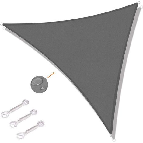 Voile d'ombrage imperméable, protection UV, convient pour terrasse, balcon, jardin, fête, événements en plein air (5 x 5 x 5 m, gris) (1/5)