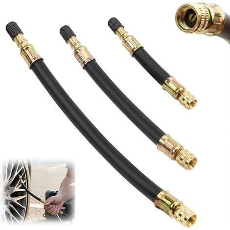 Rallonge de Valve Pneu Flexible Caoutchouc Adaptateur Valve Schrader pour Vélo Camion Voiture Moto Patinette Électrique Extension Embout Gonflage 110mm 150mm 210mm Lot de 3 Noir Entretien Roues (1/5)