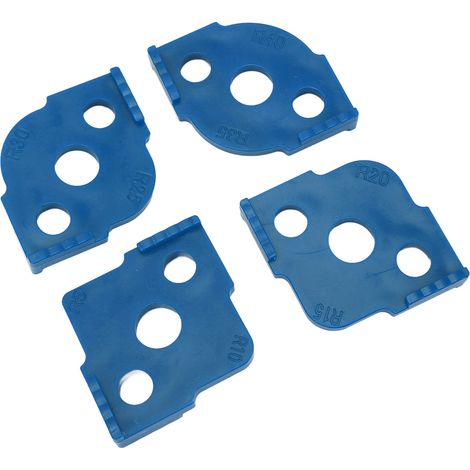 Gabarit d'angle en R (4 pièces) pour le fraisage, en ABS, bleu, pour le travail du bois. (1/5)