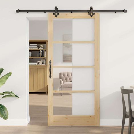 Puerta Corrediza ORKDAL Marrón 93 x 202 cm Madera y metal