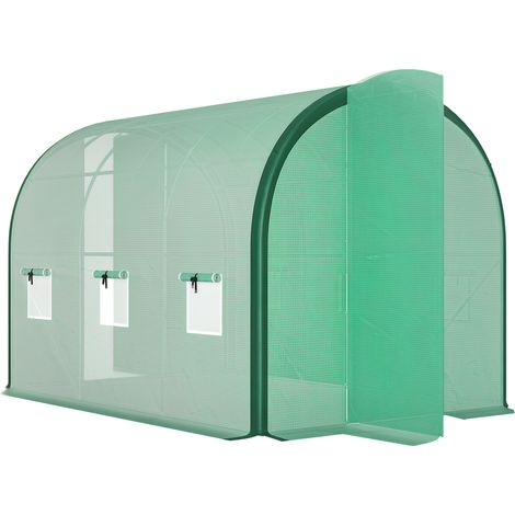 3 x 2 m Polytunnel Greenhouse, with Windows and Doors - Green (1/5)