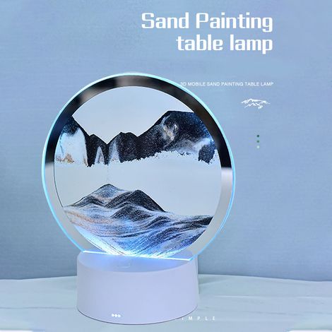 Lampadaire Sablé Dynamique 3D 7 Couleurs Hourglass Décoration Lumineuse de Table Modèle Blanc & Noir (1/5)