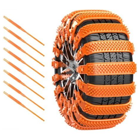 Chaînes à neige pour voiture Toyota Prius+ 2011 2012 2013 2014 2015 2016 2017 2018 2019 2020 2021, chaînes à neige réutilisables pour voiture, tailles de pneus applicables : 165-275 mm, 8 pièces, oran (1/5)