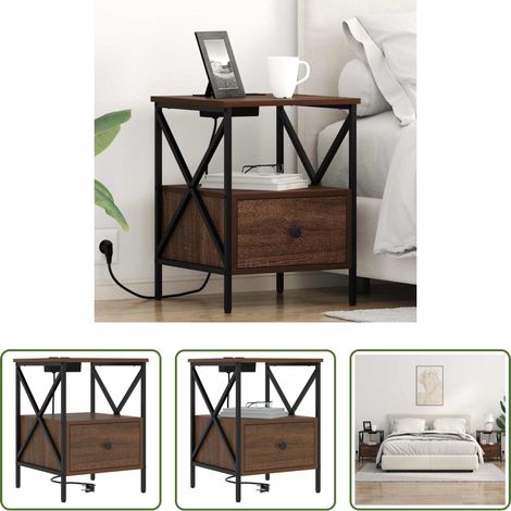 Rangement - Cabinet de chevet avec tiroir Chêne brun 41,5 x 40,5 x 55 cm (1/5)