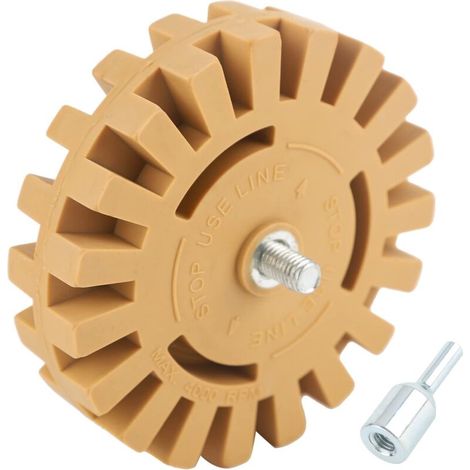 Roue de décollage d'adhésif en caoutchouc, disque pneumatique de décollage d'adhésif, ruban de nettoyage pour autocollants de peinture automobile de 4 pouces, 25 mm (emballage en sachet PP) (1/5)