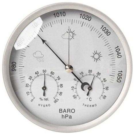 Pair 3-in-1 analoge Wetterstation aus Edelstahl Ø132mm - Barometer, Thermometer, Hygrometer