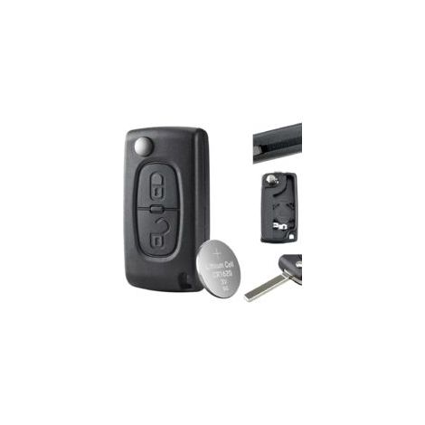 Boîtier de clé à rabat 2 boutons pour Citroën Xsara Peugeot 107 207 307 – Lame VA2 sans rainure – Pile CR1620 incluse