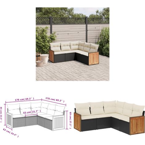 Salon de jardin 5 pcs avec coussins noir résine tressée - Ensemble Salon De Jardin - Meuble Extérieur - Résine Tressée - Rotin Synthétique - Mobilier De Jardin - Home & Living (1/3)