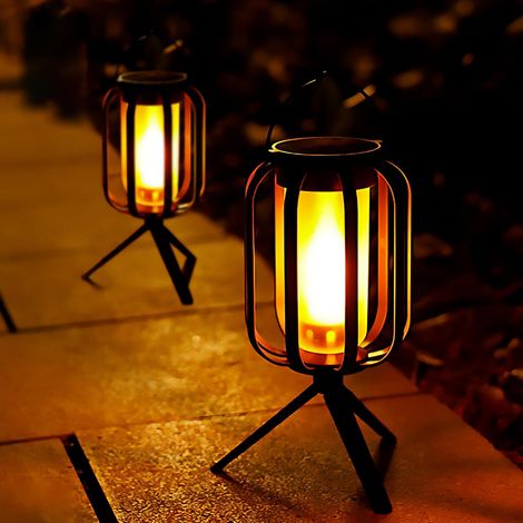 Confezione da 2 lanterne solari da giardino senza fili, impermeabili IP65, per vialetti e giardini. (1/5)