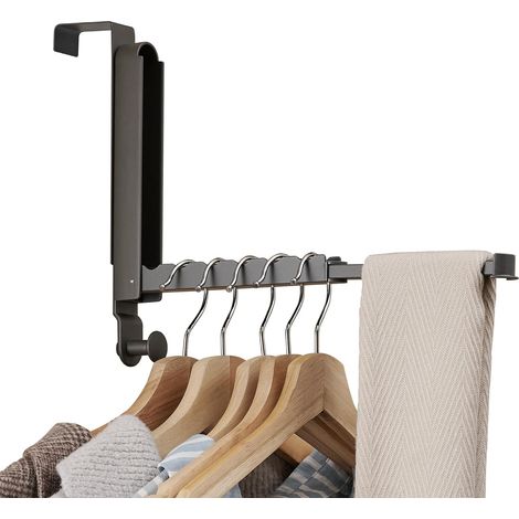 Crochet de porte à suspendre, compatible avec les portes jusqu'à 4,4 cm (1 3/4 po), 1 pièce, avec tige rétractable, séchoir à linge pliable à suspendre à la porte pour buanderie(gris sidéral, 1 paquet (1/5)