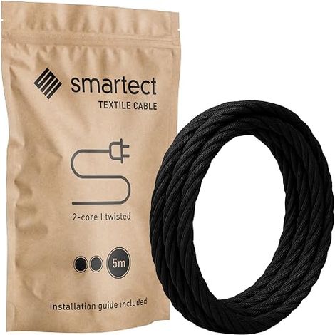 Twisted Textile Cable 2 Conductors (2 x 0.75mm²) in Black 5 Metres (1/5)