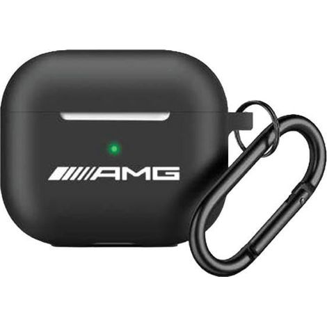 Coque AMG AMAP2RBK pour AirPods Pro 2 (2022/2023) en silicone noir/noir avec logo blanc