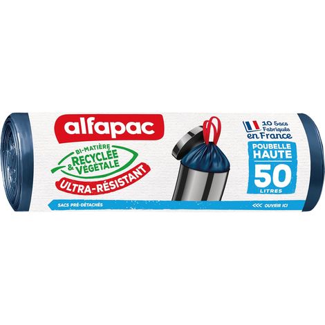 10 sacs poubelle haute - lien coulissant - ultra-résistant - 50L (1/5)