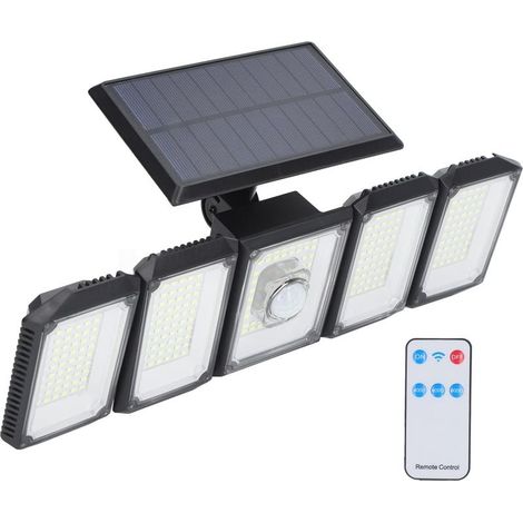 Projecteur solaire extérieur 300 LED – Détecteur de mouvement – Étanche IP65 – Éclairage grand angle 270° – Télécommande intelligente (1/5)