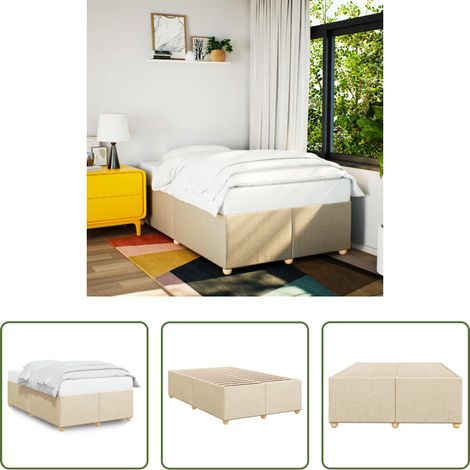vidaXL Matelas -  Cadre de lit sans matelas crème 120x200 cm tissu (1/5)