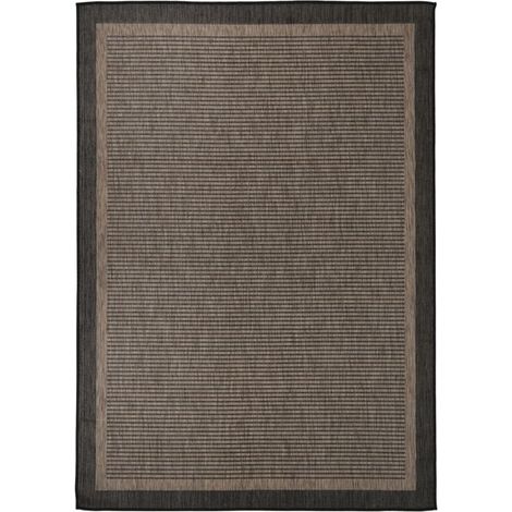 Tapis à tissage plat d'extérieur-Tapis de Jardin 140x200 cm Marron foncé 917919 (1/5)
