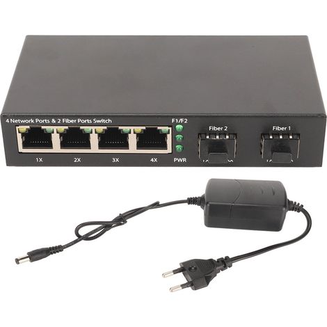 Commutateur Fibre Optique 6 Ports Gigabit Auto-adaptatif avec Indicateurs LED pour Réseau Bureau, Alimentation 100‑240V Prise EU (1/5)