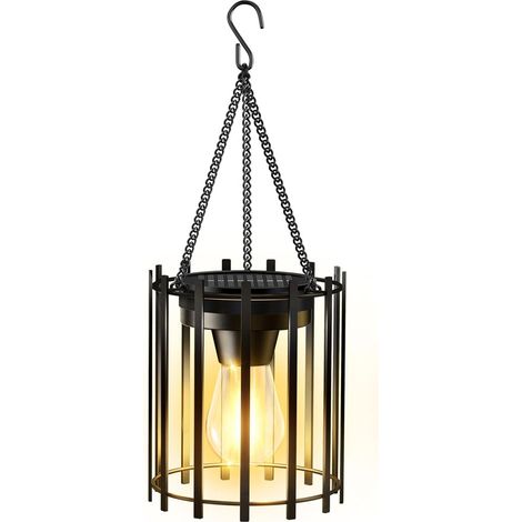 Faroles solares impermeables para exteriores: Lámparas colgantes de metal con cuerda para jardín y patio