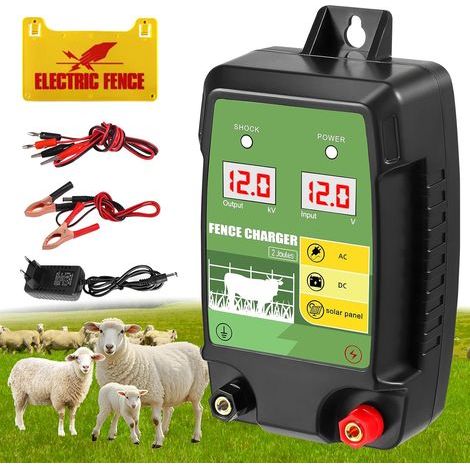 Tondeuse électrique 2 sorties 12 V avec double affichage LED, autonomie de 10 km, toit étanche pour la protection des animaux de ferme, des volailles et des animaux domestiques. (1/5)