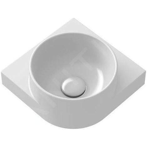 Lave-main d'angle 28x28 cm en céramique – Sans trop-plein – 1 trou pour robinet – Installation sur console – XJX01228000 – Ravak