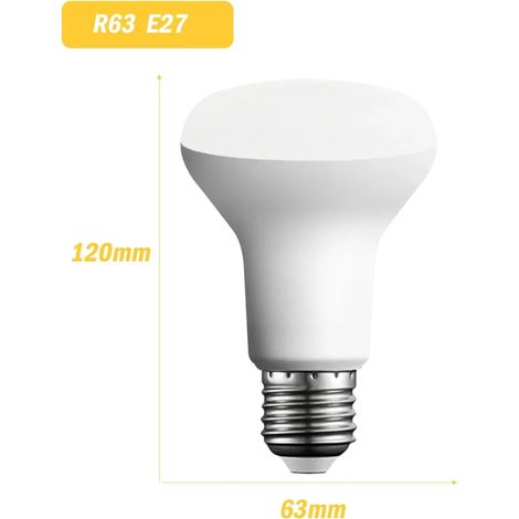 (R63 10W E27, 6000K) Lot de 2 lampes de salle de bain LED en forme de champignon, sans scintillement, étanches, adaptées aux salles de bain. (1/5)
