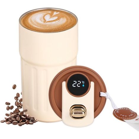 Tazza termica in acciaio inox con isolamento sottovuoto, ideale per caffè, viaggi e visualizzazione della temperatura a LED, a prova di perdite, con coperchio, mantiene le bevande calde e asciutte. (1/5)