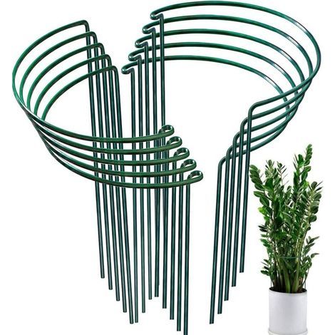 10 Piquets de Soutien pour Plantes de Jardin, Support de Plantes de Jardin Demi-Rond pour Tomate, Pivoines, Hortensia, Vigne, Plantes Grimpantes Fleur Intérieur Extérieur (20 x 35 cm) (1/5)