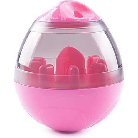 Jouet pour Chien, Distributeur de Croquettes pour Chien et Chat, Balle de Nourriture pour Animaux, Facile à Nettoyer - rose