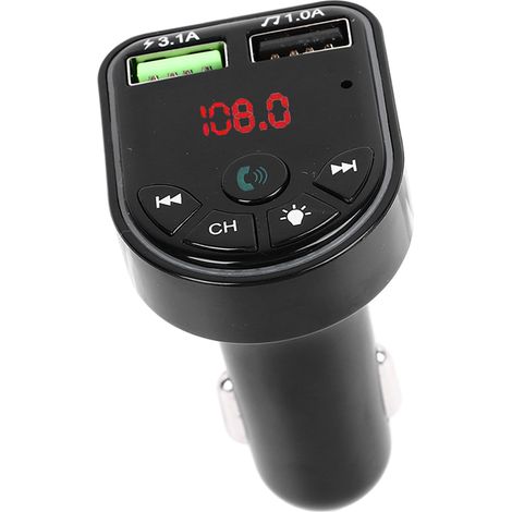 Transmetteur Bluetooth avec lumière ambiante intégrée, charge rapide, appel mains libres, lecteur MP3 musique pour voiture (1/5)