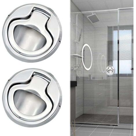 2 Pcs Loquet de Trappe Affleurant en Alliage de Zinc, Porte Affleurante Tirer la Trappe Slam Loquet Verrouillage pour Bateau Camping Car, Argent (1/4)